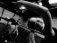 Olivia Cornell, 15, leans back into a Cambre Back position at the New Bedford Ballet studio on Purchast Street in the north end of New Bedford.   [ PETER PEREIRA/THE STANDARD-TIMES/SCMG ]